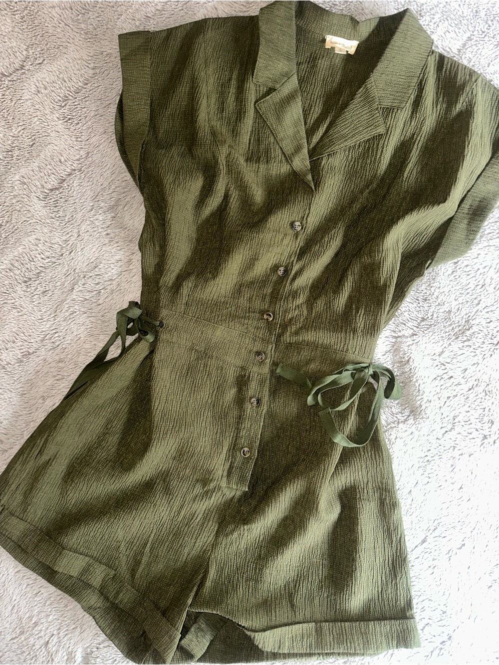 Hem & Thread Olive Green Textured Top